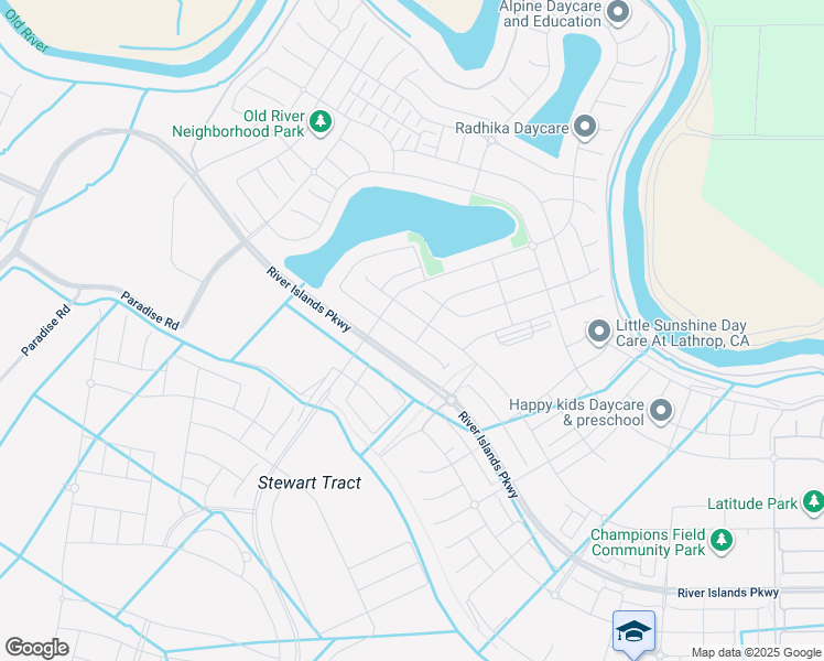 map of restaurants, bars, coffee shops, grocery stores, and more near 16607 Cohen Road in Lathrop
