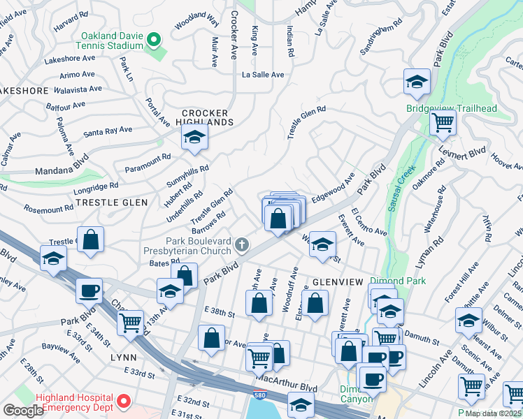 map of restaurants, bars, coffee shops, grocery stores, and more near 1138 Wellington Street in Oakland