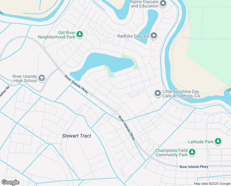map of restaurants, bars, coffee shops, grocery stores, and more near 3057 Garden Farms Avenue in Lathrop