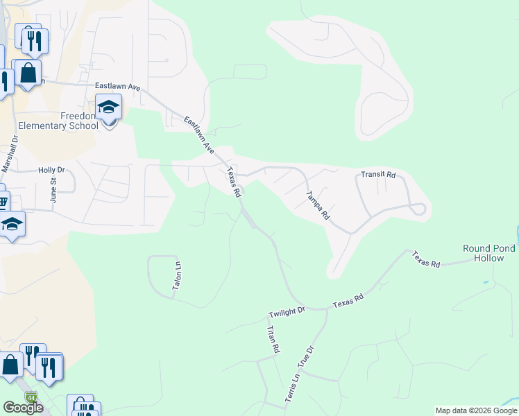 map of restaurants, bars, coffee shops, grocery stores, and more near 15295 Texas Road in Saint Robert