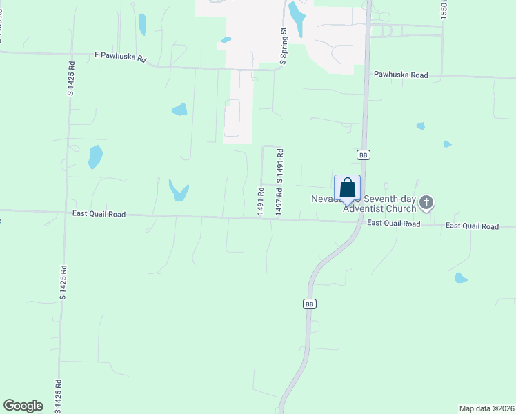 map of restaurants, bars, coffee shops, grocery stores, and more near 18934 South 1491 Road in Nevada