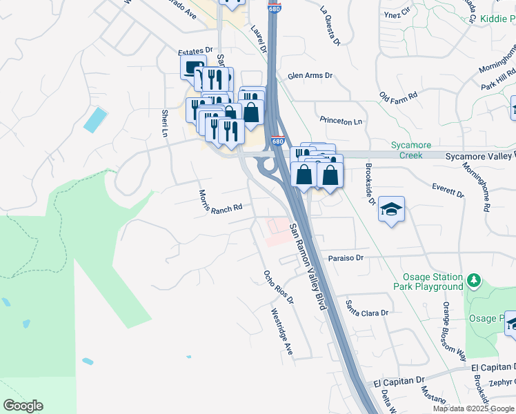 map of restaurants, bars, coffee shops, grocery stores, and more near 902 Podva Road in Danville