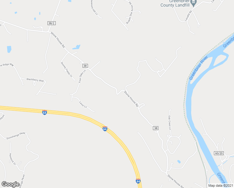 map of restaurants, bars, coffee shops, grocery stores, and more near Stone House Road in Greenbrier County