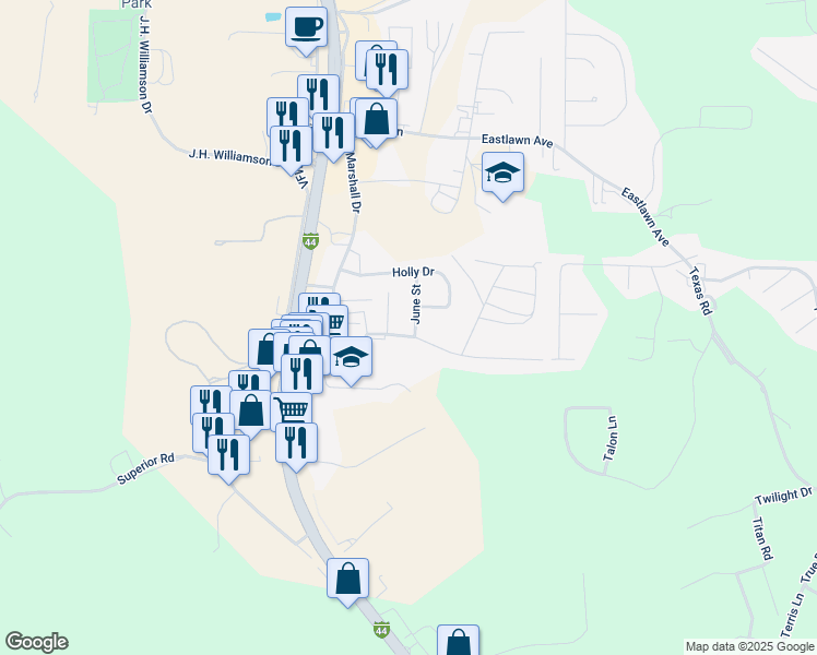map of restaurants, bars, coffee shops, grocery stores, and more near 132 Bosa Drive in Saint Robert