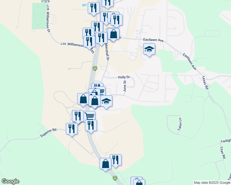 map of restaurants, bars, coffee shops, grocery stores, and more near 123 Bosa Drive in Saint Robert