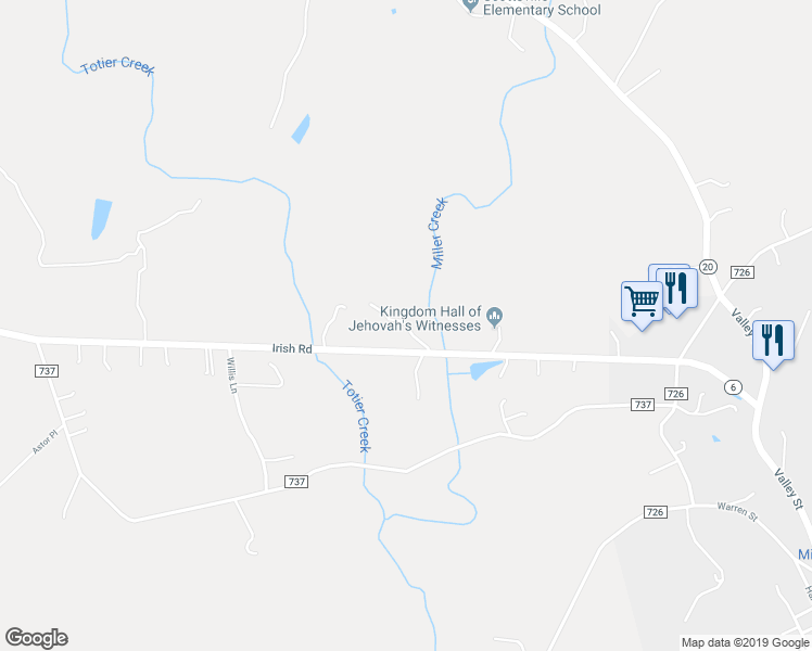 map of restaurants, bars, coffee shops, grocery stores, and more near Fairhunt Drive in Scottsville