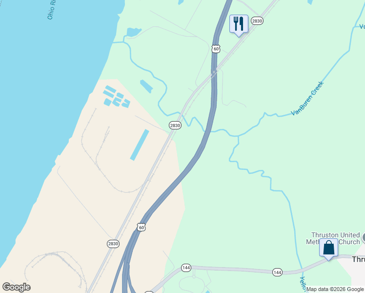 map of restaurants, bars, coffee shops, grocery stores, and more near 5520 Kentucky 2830 in Owensboro