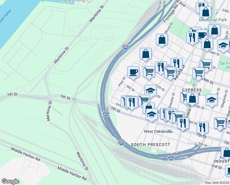 map of restaurants, bars, coffee shops, grocery stores, and more near 1779 Chase Street in Oakland