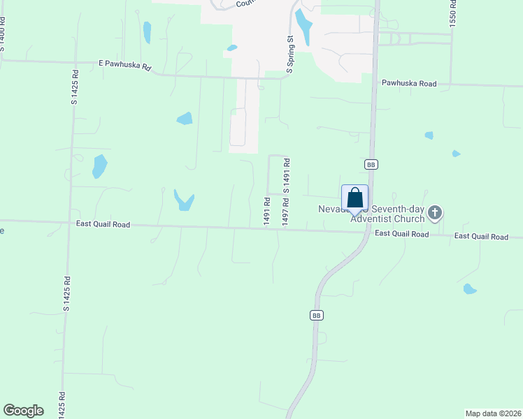 map of restaurants, bars, coffee shops, grocery stores, and more near 18934 South 1491 Road in Nevada