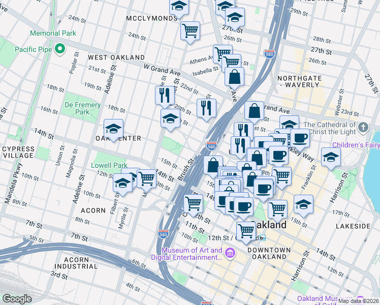 map of restaurants, bars, coffee shops, grocery stores, and more near 769 17th Street in Oakland