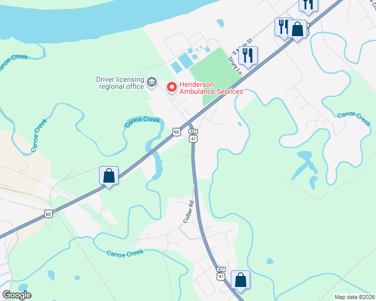 map of restaurants, bars, coffee shops, grocery stores, and more near 458 South Wye Drive in Henderson