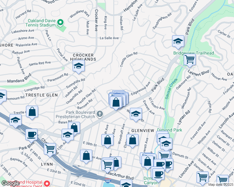 map of restaurants, bars, coffee shops, grocery stores, and more near 1138 Wellington Street in Oakland