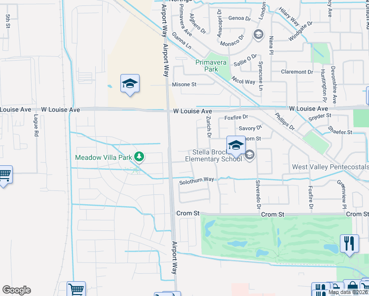 map of restaurants, bars, coffee shops, grocery stores, and more near 1986 Lugano Court in Manteca