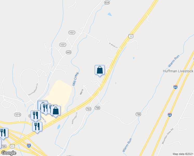 map of restaurants, bars, coffee shops, grocery stores, and more near Pinnacle Lane in Lexington