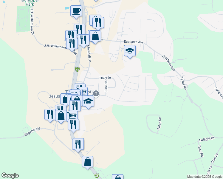map of restaurants, bars, coffee shops, grocery stores, and more near 144 Holly Drive in Saint Robert