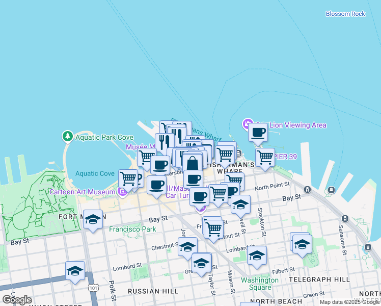 map of restaurants, bars, coffee shops, grocery stores, and more near in 