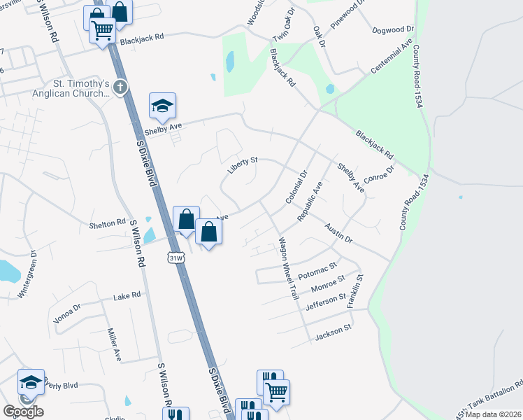 map of restaurants, bars, coffee shops, grocery stores, and more near 2736 Pioneer Court in Radcliff