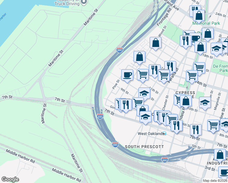 map of restaurants, bars, coffee shops, grocery stores, and more near 1779 Chase Street in Oakland