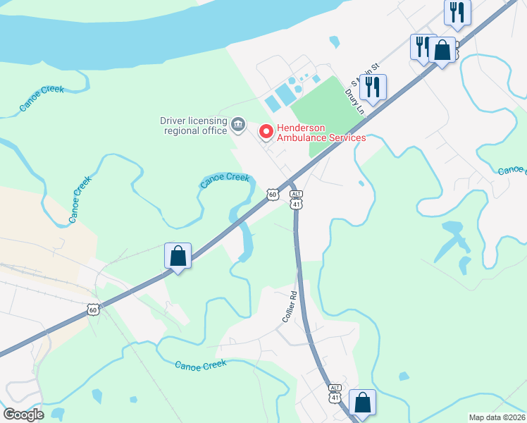 map of restaurants, bars, coffee shops, grocery stores, and more near 458 South Wye Drive in Henderson