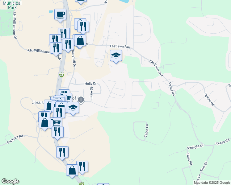 map of restaurants, bars, coffee shops, grocery stores, and more near 102 Red Bud Circle in Waynesville