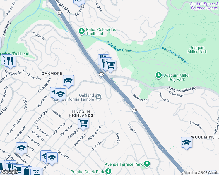 map of restaurants, bars, coffee shops, grocery stores, and more near 180 Maiden Lane in Oakland