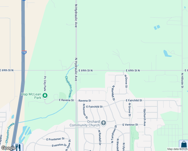 map of restaurants, bars, coffee shops, grocery stores, and more near 2000 East 69th Street North in Valley Center
