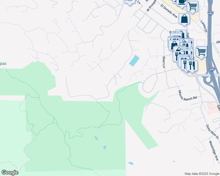 map of restaurants, bars, coffee shops, grocery stores, and more near 555 Highland Drive in Danville