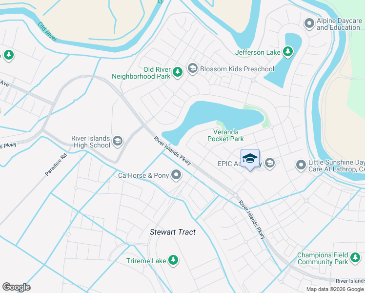 map of restaurants, bars, coffee shops, grocery stores, and more near 16493 Cohen Road in Lathrop