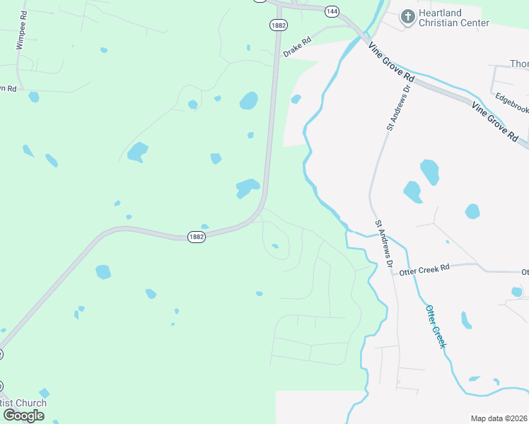 map of restaurants, bars, coffee shops, grocery stores, and more near Hargan Road in Vine Grove