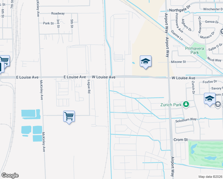 map of restaurants, bars, coffee shops, grocery stores, and more near 953 Arneis Avenue in Manteca