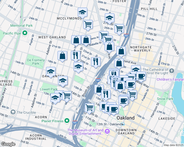 map of restaurants, bars, coffee shops, grocery stores, and more near 773 19th Street in Oakland