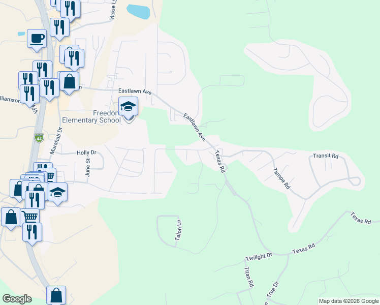 map of restaurants, bars, coffee shops, grocery stores, and more near 24113 Tanglewood Road in Saint Robert