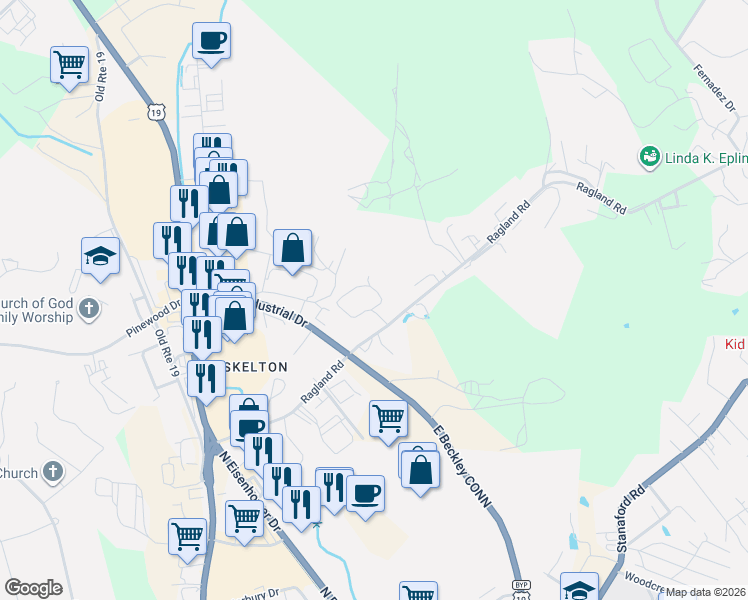 map of restaurants, bars, coffee shops, grocery stores, and more near 353 Ragland Road in Beckley