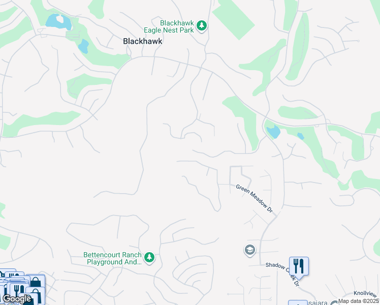 map of restaurants, bars, coffee shops, grocery stores, and more near 1295 Whispering Oaks Place in Danville