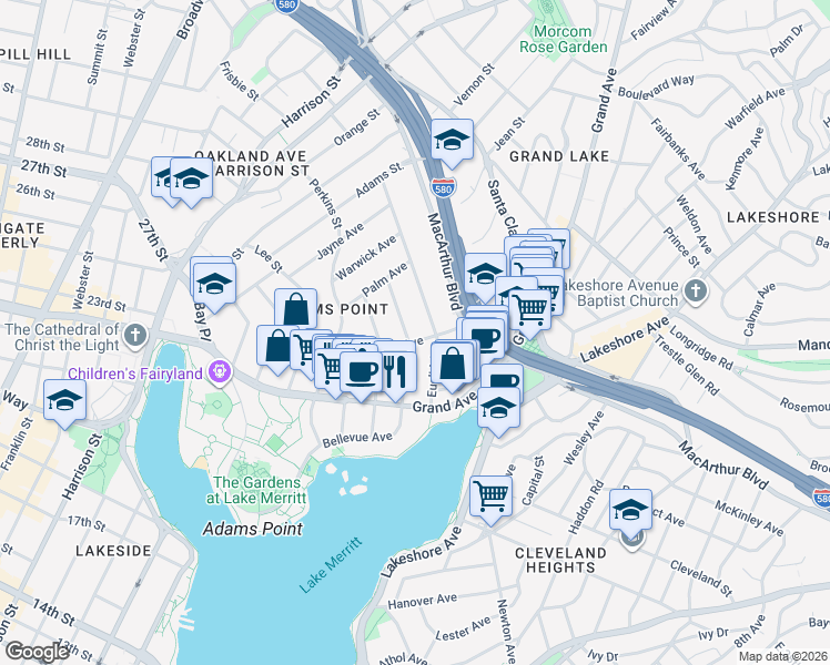 map of restaurants, bars, coffee shops, grocery stores, and more near 396 Bellevue Avenue in Oakland