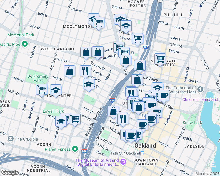map of restaurants, bars, coffee shops, grocery stores, and more near 773 19th Street in Oakland