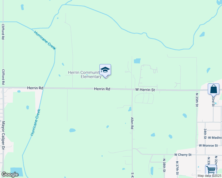 map of restaurants, bars, coffee shops, grocery stores, and more near 5200 Herrin Road in Herrin