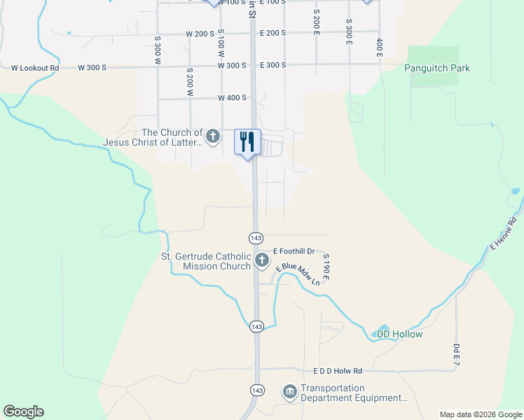 map of restaurants, bars, coffee shops, grocery stores, and more near Panguitch Lake Road in Panguitch