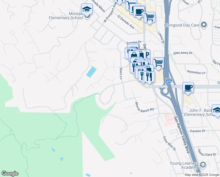 map of restaurants, bars, coffee shops, grocery stores, and more near 217 Remington Loop in Danville