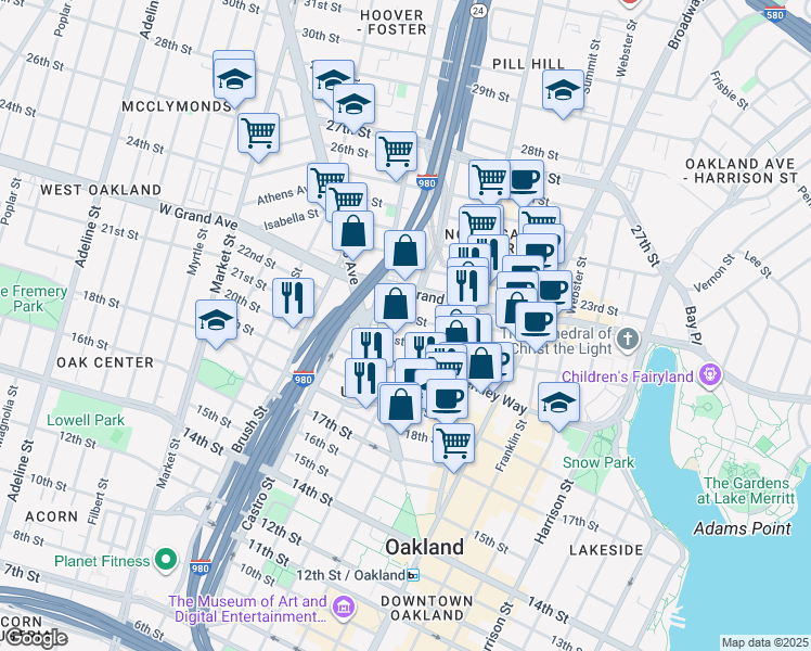 map of restaurants, bars, coffee shops, grocery stores, and more near 613 22nd Street in Oakland