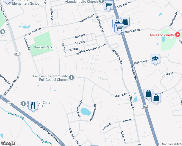 map of restaurants, bars, coffee shops, grocery stores, and more near 103 Stockton Court in Radcliff