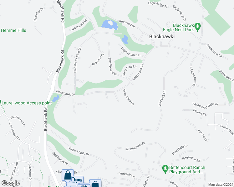map of restaurants, bars, coffee shops, grocery stores, and more near 21 Silver Fir Lane in Danville