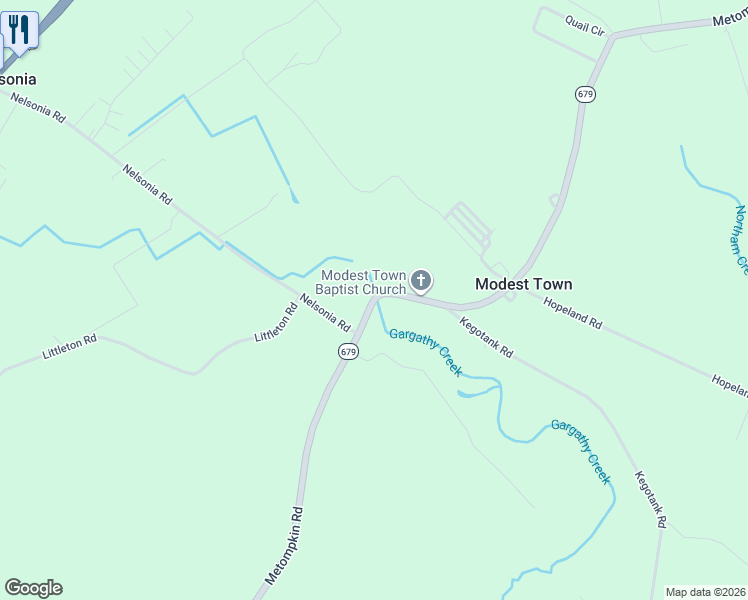 map of restaurants, bars, coffee shops, grocery stores, and more near Metompkin Road in Bloxom