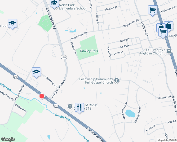 map of restaurants, bars, coffee shops, grocery stores, and more near 109 Tulip Court in Radcliff