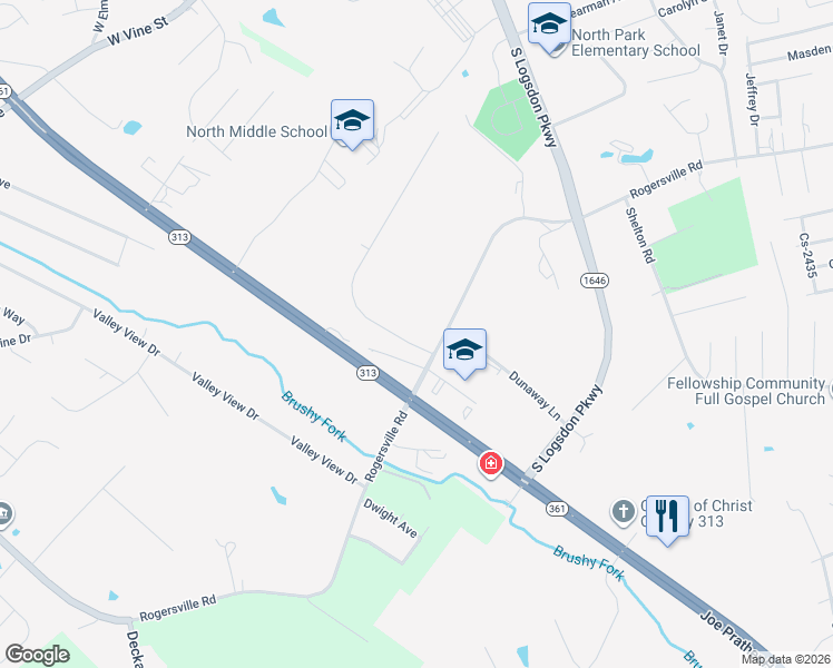 map of restaurants, bars, coffee shops, grocery stores, and more near 502 Rose Creek Drive in Radcliff