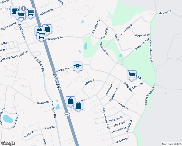 map of restaurants, bars, coffee shops, grocery stores, and more near 392 Shelby Avenue in Radcliff