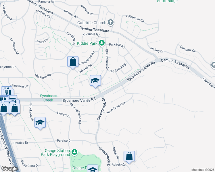 map of restaurants, bars, coffee shops, grocery stores, and more near 717 Graham Court in Danville