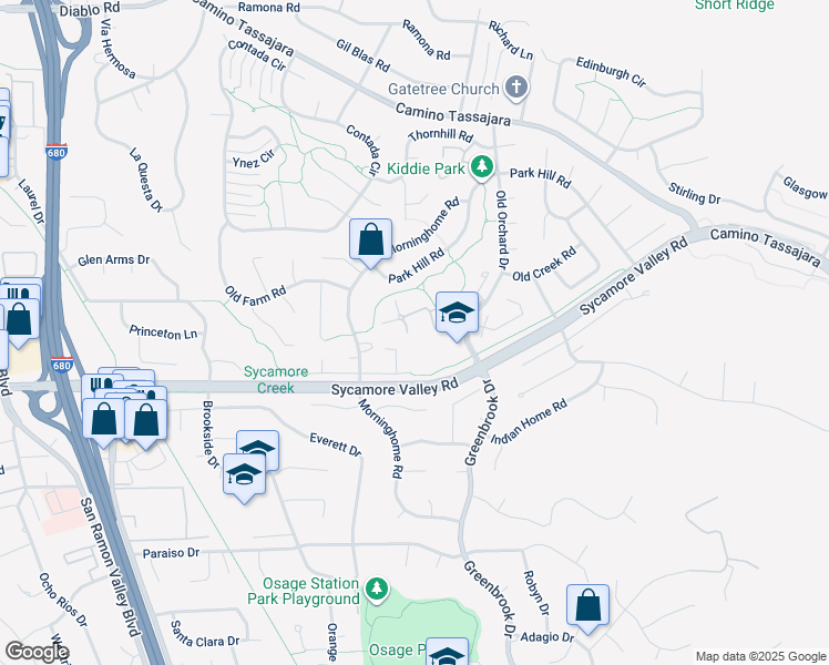 map of restaurants, bars, coffee shops, grocery stores, and more near 77 Tweed Lane in Danville