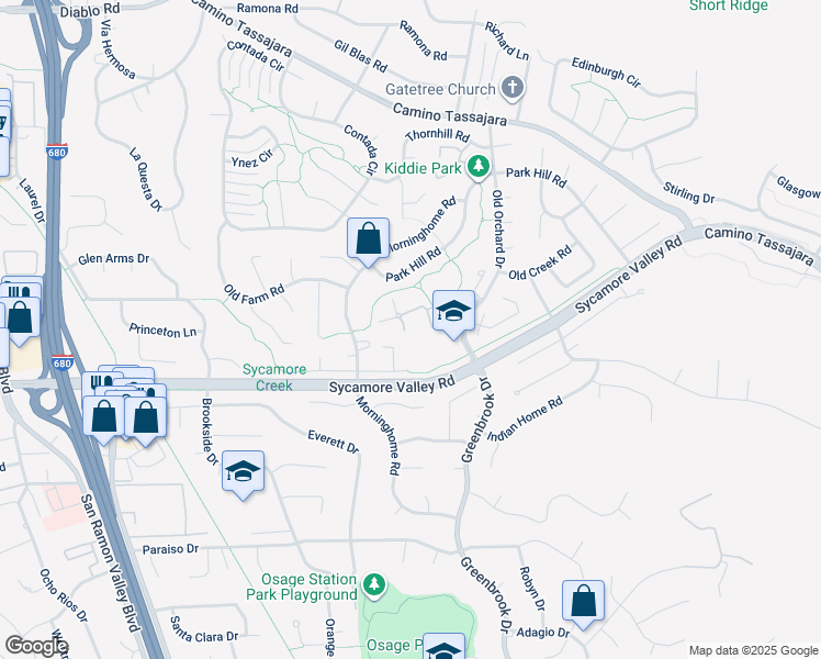map of restaurants, bars, coffee shops, grocery stores, and more near 77 Tweed Lane in Danville