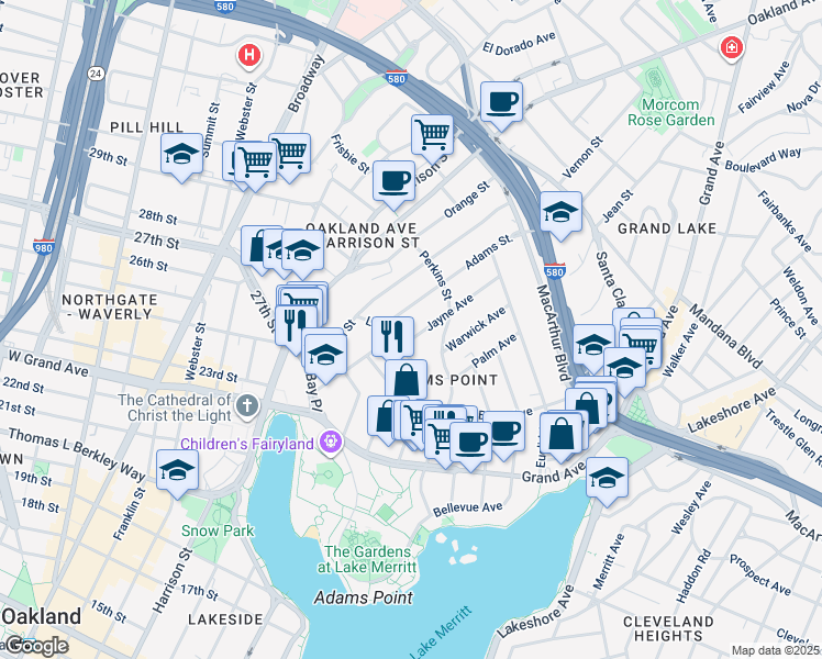 map of restaurants, bars, coffee shops, grocery stores, and more near 295 Jayne Avenue in Oakland